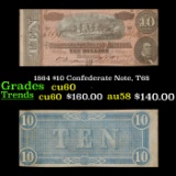 1864 $10 Confederate Note, T68 Grades CU