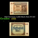 1922 Germany 5,000 Mark Note P# 81C Grades vf++