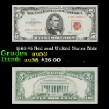 1963 $5 Red seal United States Note Grades Select AU