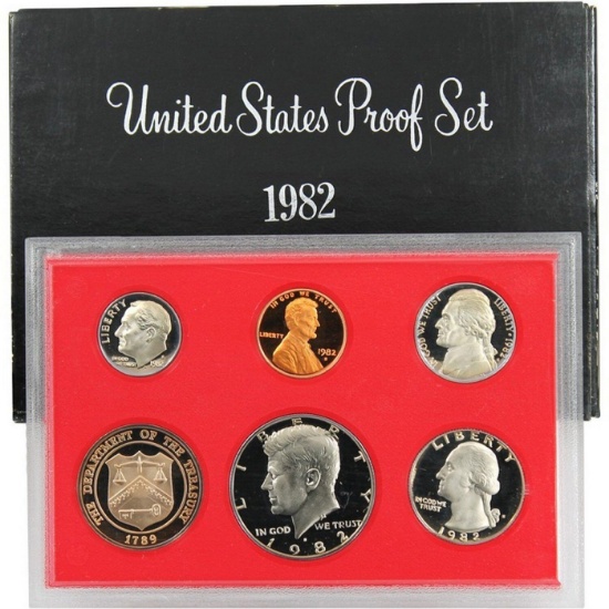 1982 United States Proof Set, 6 Coins Inside