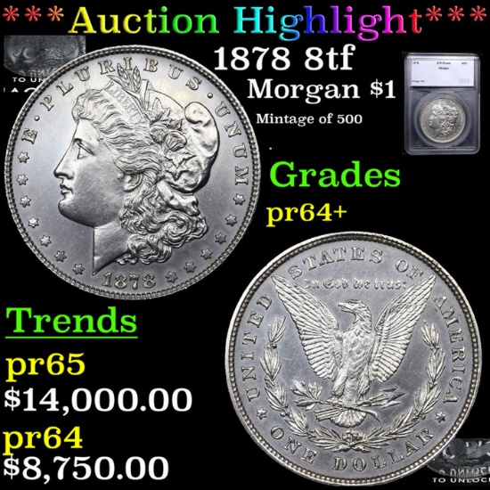 Proof ***Auction Highlight*** 1878 8tf Morgan Dollar $1 Graded pr64+ BY SEGS (fc)