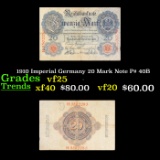 1910 Imperial Germany 20 Mark Note P# 40B Grades vf+