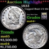 ***Auction Highlight*** 1833 Capped Bust Half Dime 1/2 10c Graded Choice+ Unc BY USCG (fc)