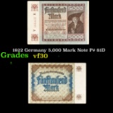 1922 Germany 5,000 Mark Note P# 81D Grades vf++