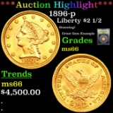***Auction Highlight*** 1896-p Gold Liberty Quarter Eagle $2 1/2 Graded GEM+ Unc BY USCG (fc)