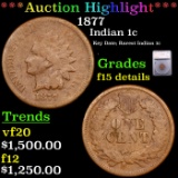 ***Auction Highlight*** 1877 Indian Cent 1c Graded f15 details BY SEGS (fc)