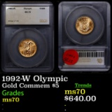 1992-W Olympic Gold Commemorative $5 Graded ms70 By SEGS