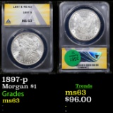 ANACS 1897-p Morgan Dollar $1 Graded ms63 BY ANACS