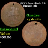 1757-1761 Russia 2 Kopeks C# 7.2 Grades vg details