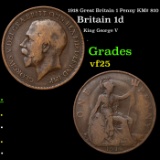 1918 Great Britain 1 Penny KM# 810 Grades vf+