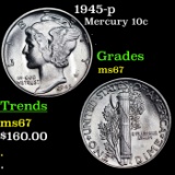 1945-p Mercury Dime 10c Grades GEM++ Unc