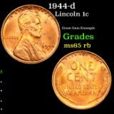 1944-d Lincoln cent 1c grades gem unc RB