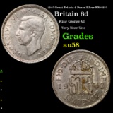 1942 Great Britain 6 Pence Silver KM# 852 Grades Choice AU/BU Slider