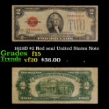1928D $2 Red seal United States Note Grades f+