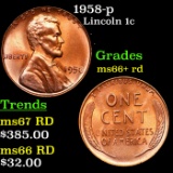 1958-p Lincoln Cent 1c Grades GEM++ RD