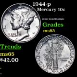 1944-p Mercury Dime 10c Grades GEM Unc