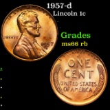 1957-d Lincoln Cent 1c Grades GEM+ Unc RB