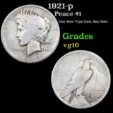 1921-p Peace Dollar $1 Grades vg+