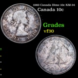 1960 Canada Dime 10c KM-34 Grades vf++