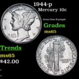 1944-p Mercury Dime 10c Grades GEM Unc