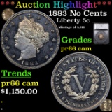 Proof ***Auction Highlight*** 1883 No Cents Liberty Nickel 5c Graded pr66 cam BY SEGS (fc)