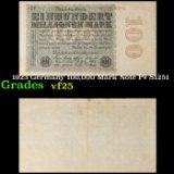 1923 Germany 100,000 Mark Note P# S1251 Grades vf+