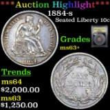 ***Auction Highlight*** 1884-s Seated Liberty Dime 10c Graded Select+ Unc BY USCG (fc)