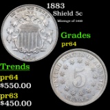 Proof 1883 Shield Nickel 5c Graded pr64 By SEGS