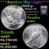 ***Auction Highlight*** 1928-p Peace Dollar $1 Graded ms64+ By SEGS (fc)