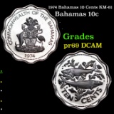 Proof 1974 Bahamas 10 Cents KM-61 Grades GEM++ Proof Deep Cameo