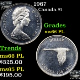 1967 Canada Dollar $1 Grades GEM+ UNC PL