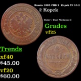 Russia 1895 ??? 2  Kopek Y# 10.2 Grades vf+