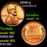 1958-p Lincoln Cent 1c Grades GEM++ RD