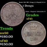 Russia 1861 EM 1 Denga (1/2 Kopek) Y# 2.3 Grades xf+