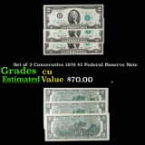Set of 3 Concecutive 1976 $2 Federal Reserve Note Grades CU