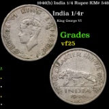1946(b) India 1/4 Rupee KM# 548 Grades vf+