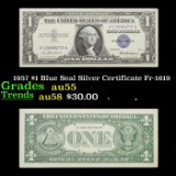 1957 $1 Blue Seal Silver Certificate Fr-1619 Grades Choice AU