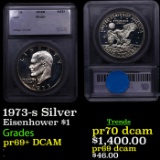 Proof 1973-s Silver Eisenhower Dollar $1 Graded ms69+ dmpl By SEGS