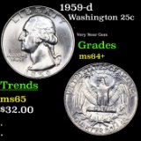 1959-d Washington Quarter 25c Grades Choice+ Unc