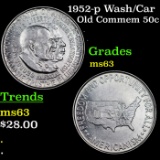 1952-p Wash/Car Old Commem Half Dollar 50c Grades Select Unc