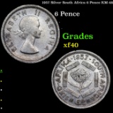 1957 Silver South Africa 6 Pence KM-48 Grades xf