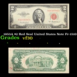 1953A $2 Red Seal United States Note Fr-1510 Grades vf++