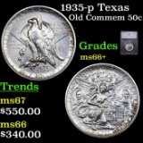 1935-p Texas Old Commem Half Dollar 50c Graded ms66+ BY SEGS