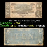 1864 $10 Confederate Note, T68 Grades vf++