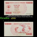 2006-2008 Zimbabwe 10 Million Dollars (ZWN) Emergency Bearer Check Notes P# 55a Grades xf+