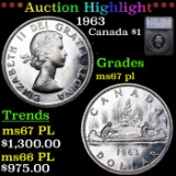 ***Auction Highlight*** 1963 Canada Dollar $1 Grades GEM++ PL BY SEGS (fc)