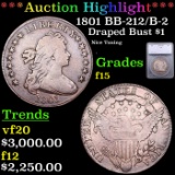 ***Auction Highlight*** 1801 Draped Bust Dollar BB-212/B-2 $1 Graded f15 By SEGS (fc)