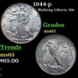 1944-p Walking Liberty Half Dollar 50c Grades Select Unc