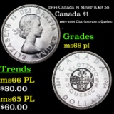 1964 Canada $1 Silver Canada Dollar KM# 58 $1 Grades GEM+ UNC PL
