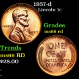 1957-d Lincoln Cent 1c Grades GEM+ Unc RD